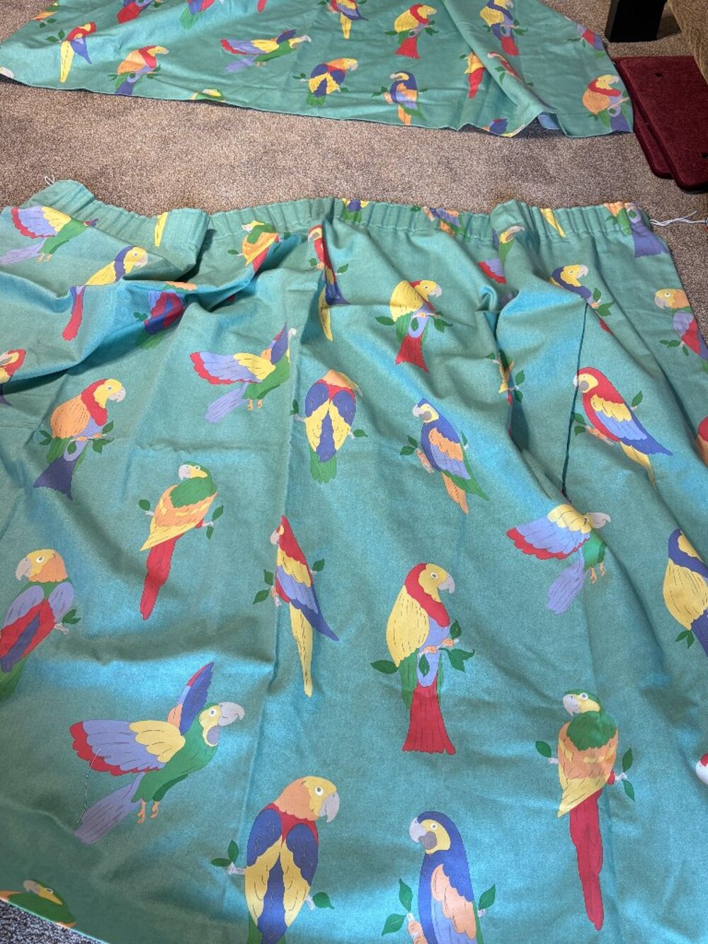 2 Panels of RARE Vintage Laura Ashley Tropical Parrot Curtains. 44x52" each